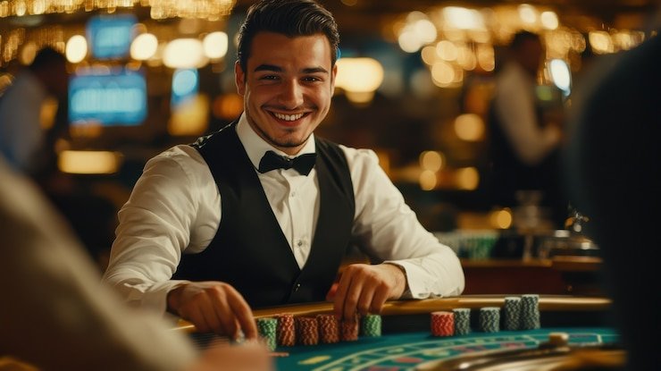 Tampilan timer waktu tutup pasar pada meja live dealer 77lucky